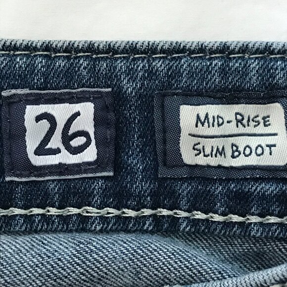 Miss Me Slim Bootcut Jeans Women 26 Blue Mid Rise Zebra Print Distressed Preppy - Picture 4 of 15